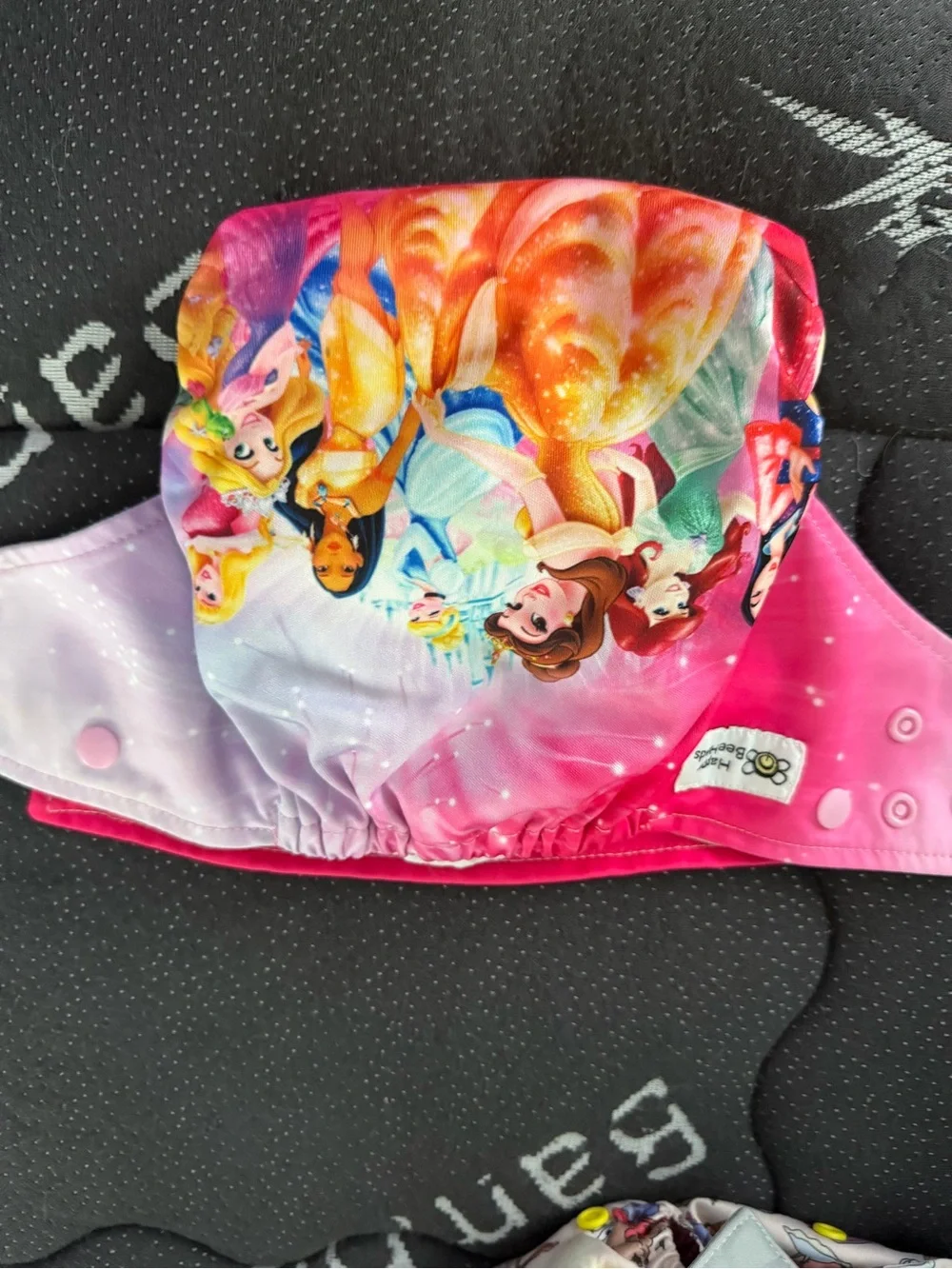 Girls Hot Pink Princess Swim Diaper Cover with Adjustable Snaps